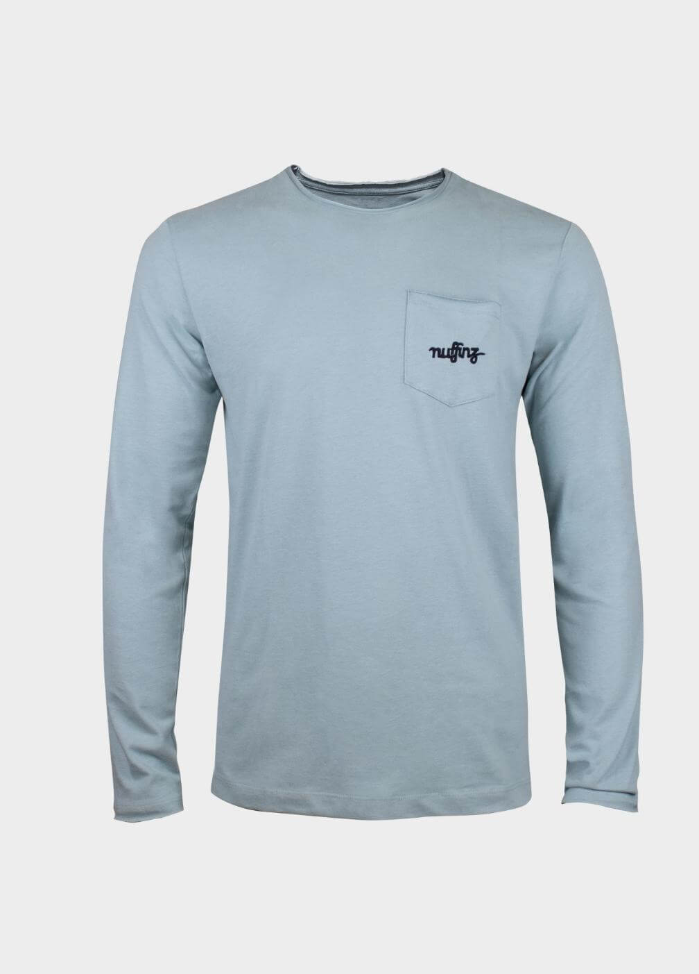 nuffinz menswear- longsleeves - blue slate longsleeve - 100% organic cotton - carbonized - light blue