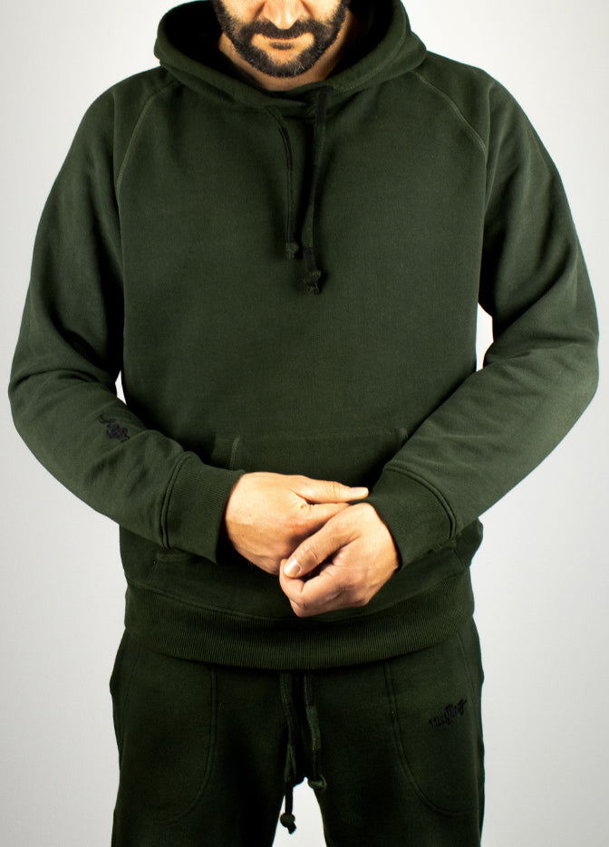 Nuffinz Shorts Hoodie Rosin Green Organic Cotton Side detail view