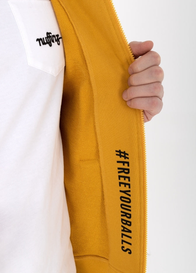 Nuffinz Zip Hoodie Nugget Gold freeyourballs detail Organic Cotton mens fashion