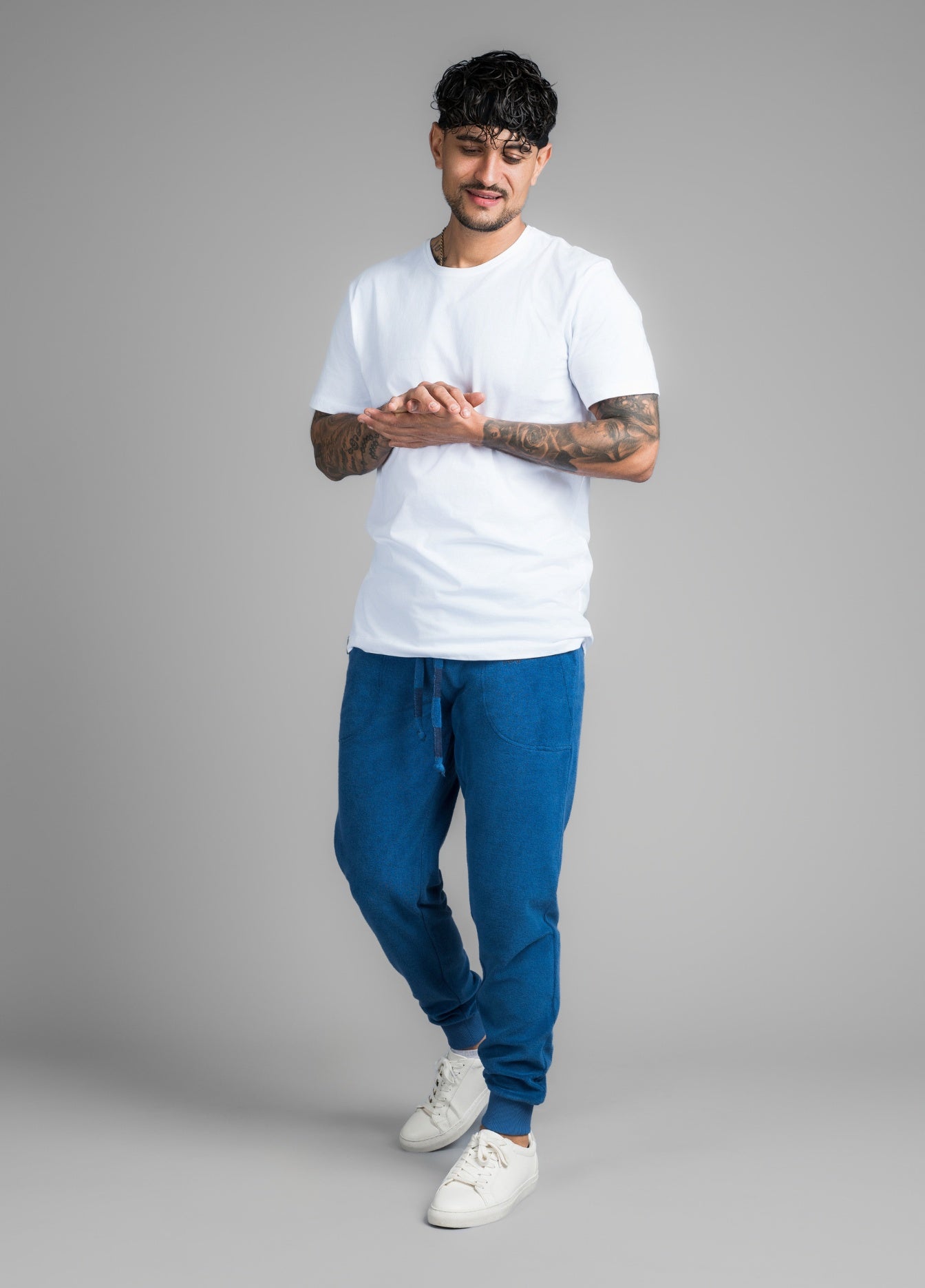 NAVY PEONY TOWEL PANTS