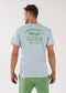 nuffinz BLUE FOG T-SHIRT PRINT - whole outfit visible from the back - sustainable men's t shirts - light blue