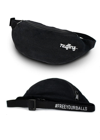 nuffinz essentials- heelflip hip bag - 100% organic cotton - black