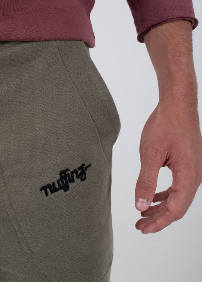 nuffinz shorts smokey olive organic cotton logo detail